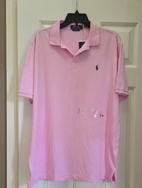 Polo by Ralph Lauren Light Pink Short Sleeve Polo with Navy Pony